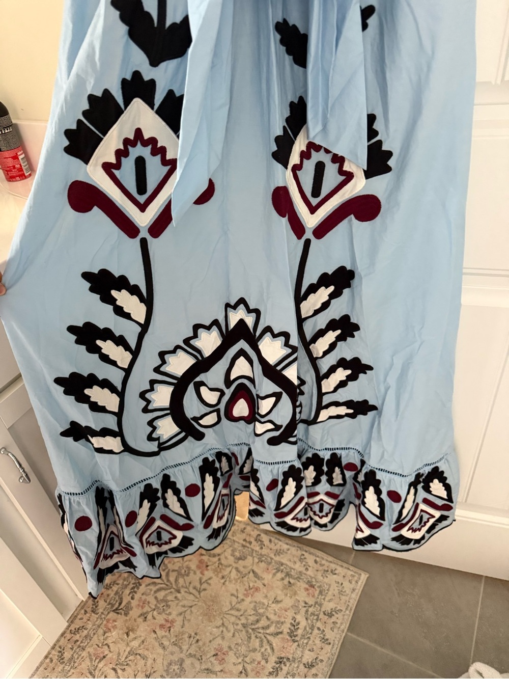 Farm Rio western Light Blue Printed Tie-Front Maxi Dress - Picture 5 of 6
